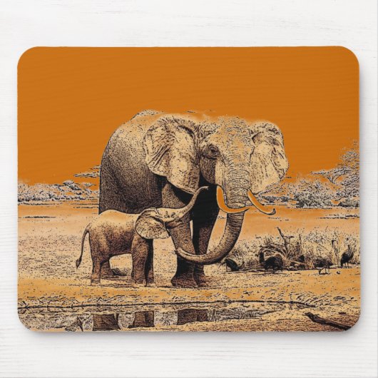 Elephants Mousepad Muismat (Voorkant)