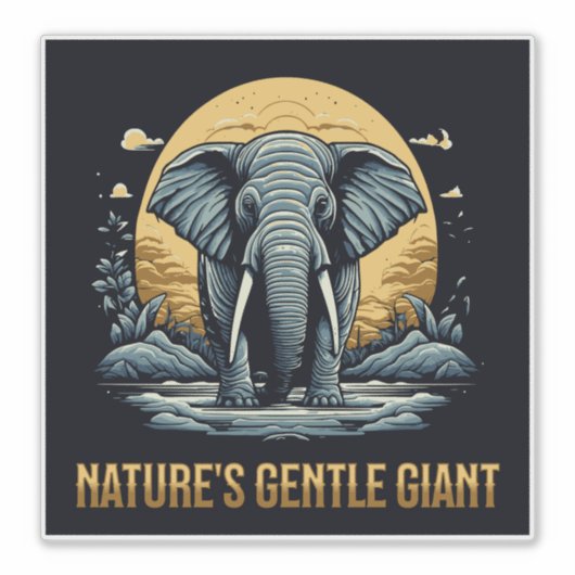 Elephants Nature's Gentle Giant Sticker (Voorkant)