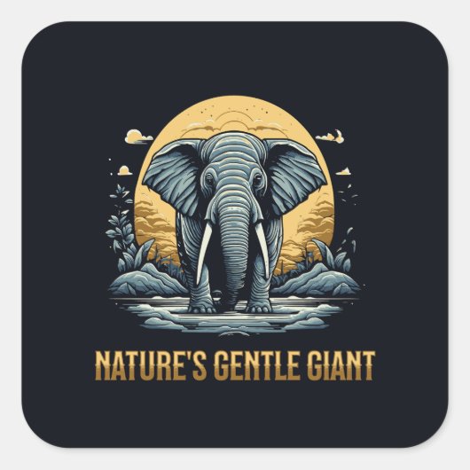 Elephants Nature's Gentle Giant Vierkante Sticker (Voorkant)