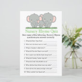 Elephants Nursery Rhyme Quiz baby shower game (Staand voorkant)