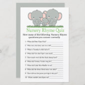 Elephants Nursery Rhyme Quiz baby shower game (Voorkant / Achterkant)