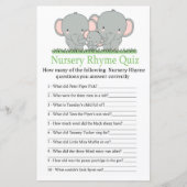 Elephants Nursery Rhyme Quiz baby shower game (Voorkant)