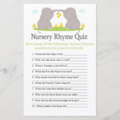 Elephants Nursery Rhyme Quiz baby shower game (Voorkant)