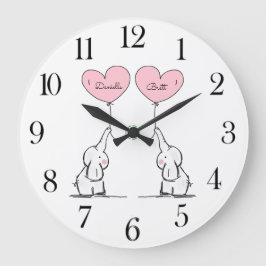 Elephants Nursery, speciaal gepersonaliseerde Twin Grote Klok