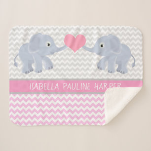 Elephants op Chevron Sherpa Deken