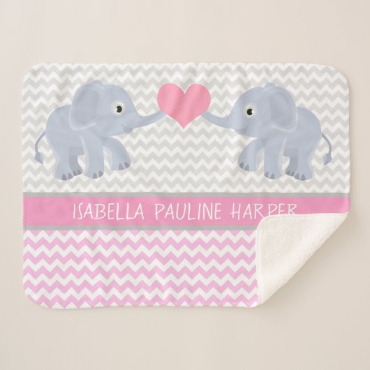 Elephants op Chevron Sherpa Deken (Voorkant (horizontaal))
