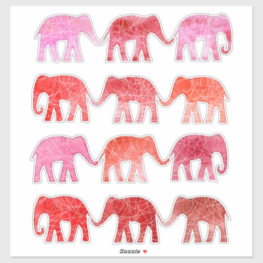 Elephants Pachyderm Waterverf Sticker (Vel)
