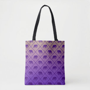 Elephants patroon op gradiëntlawaaierige achtergr tote bag