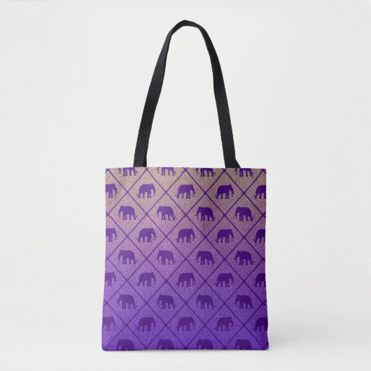 Elephants patroon op gradiëntlawaaierige achtergro tote bag (Voorkant)