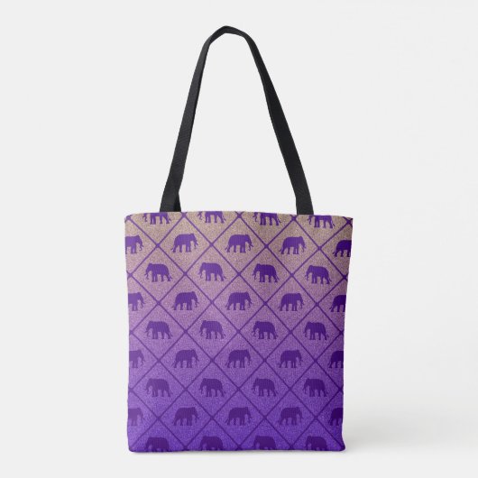 Elephants patroon op gradiëntlawaaierige achtergro tote bag (Achterkant)