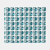 Elephants Pattern Blue Fleece Deken (Voorkant (Horizontaal))