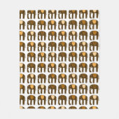 Elephants Pattern Brown Neutrals Fleece Deken (Voorkant)