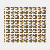 Elephants Pattern Brown Neutrals Fleece Deken (Voorkant (Horizontaal))