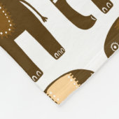 Elephants Pattern Brown Neutrals Fleece Deken (Hoek)