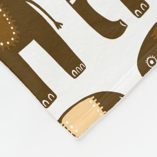 Elephants Pattern Brown Neutrals Fleece Deken (Hoek)