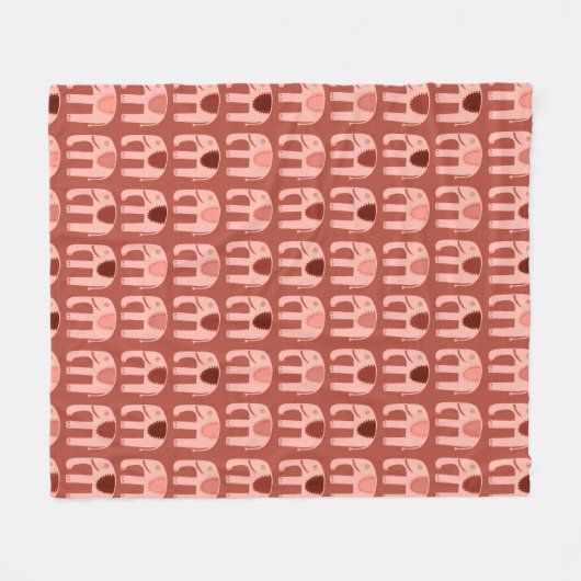Elephants Pattern roze Red Fleece Deken (Voorkant (Horizontaal))