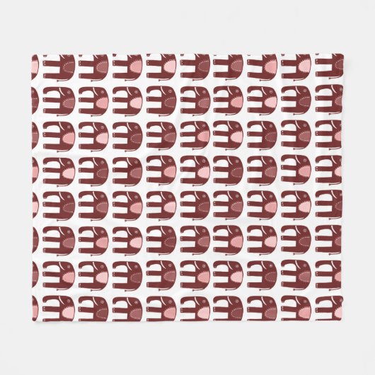 Elephants Pattern roze Red Fleece Deken (Voorkant (Horizontaal))