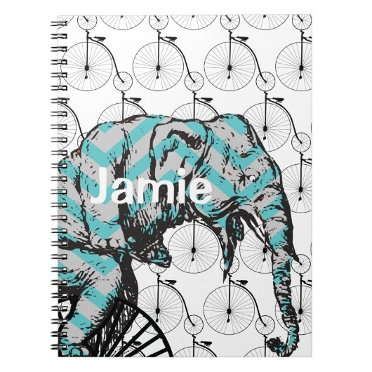 Elephants plus fietsen Equal YIKES Notitieboek (Voorkant)