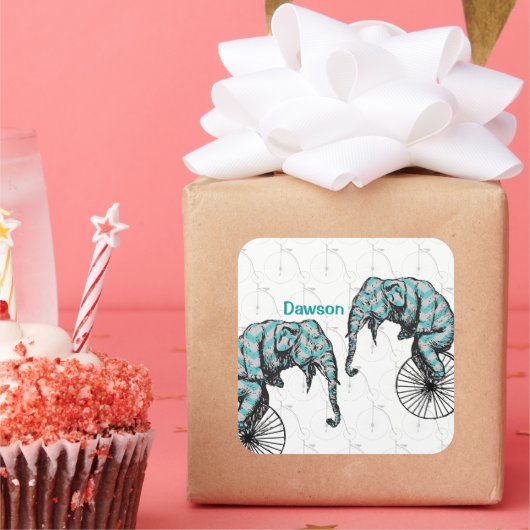 Elephants plus fietsen Equal YIKES Vierkante Sticker (Feest)