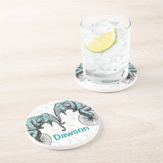 Elephants plus fietsen Equal YIKES Zandsteen Onderzetter (Zijkant)