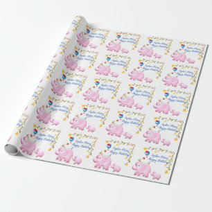 Elephants, Sheep & Bird Animal Tower Cadeaupapier