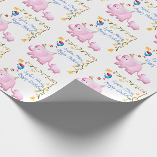 Elephants, Sheep & Bird Animal Tower Cadeaupapier (Hoek)