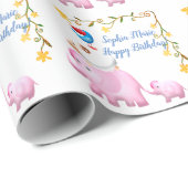 Elephants, Sheep & Bird Animal Tower Cadeaupapier (Rol Hoek)