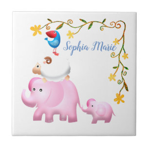 Elephants, Sheep & Bird Animal Tower Tegeltje