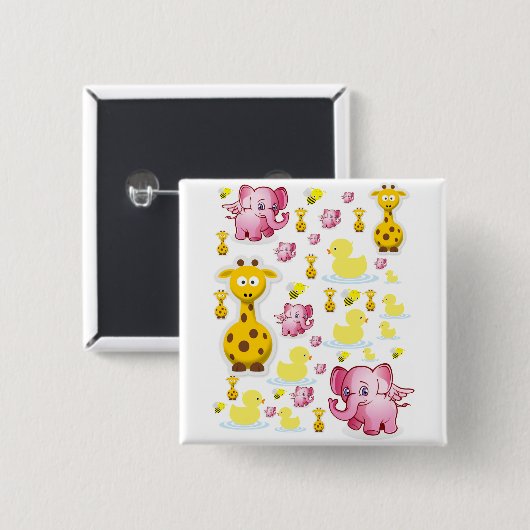 Elephants Square Button (Voorkant /achterkant)