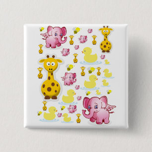 Elephants Square Button