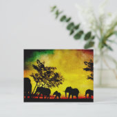 Elephants Sunset Briefkaart (Staand voorkant)