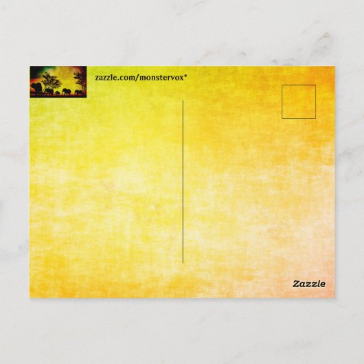 Elephants Sunset Briefkaart (Achterkant)