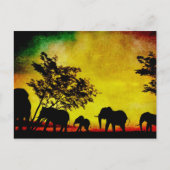 Elephants Sunset Briefkaart (Voorkant)