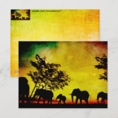 Elephants Sunset Briefkaart (Voorkant / Achterkant)