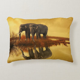 Elephants Sunset Decoratief Kussen