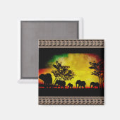 Elephants Sunset Magneet (Voorkant / Achterkant)