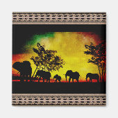 Elephants Sunset Magneet (Voorkant)