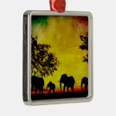 Elephants Sunset Metalen Ornament (Rechts)