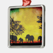 Elephants Sunset Metalen Ornament (Links)