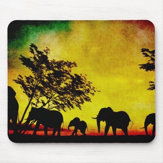 Elephants Sunset Muismat (Voorkant)