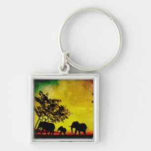 Elephants Sunset Sleutelhanger