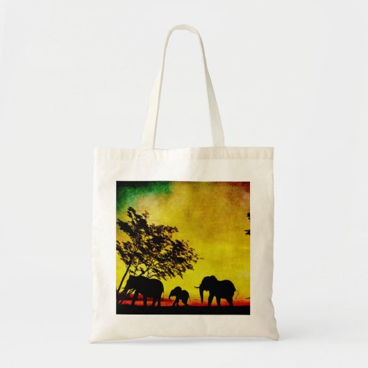 Elephants Sunset Tote Bag (Voorkant)