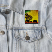 Elephants Sunset Vierkante Button 5,1 Cm (In situ)