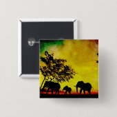 Elephants Sunset Vierkante Button 5,1 Cm (Voorkant /achterkant)