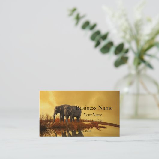 Elephants Sunset Visitekaartje (Staand voorkant)