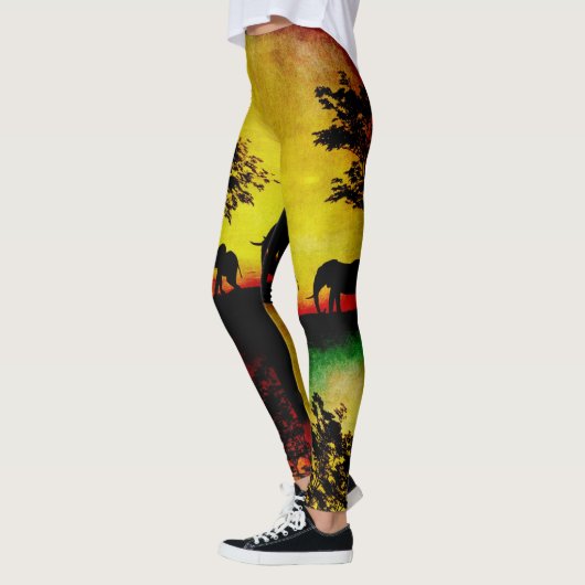 Elephants Sunset Women's Leggings (Links)