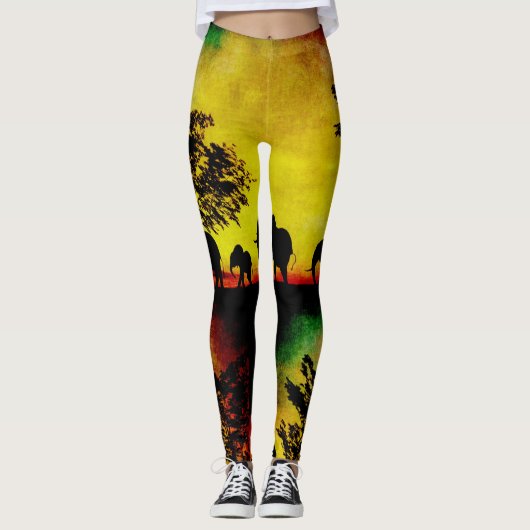 Elephants Sunset Women's Leggings (Voorkant)