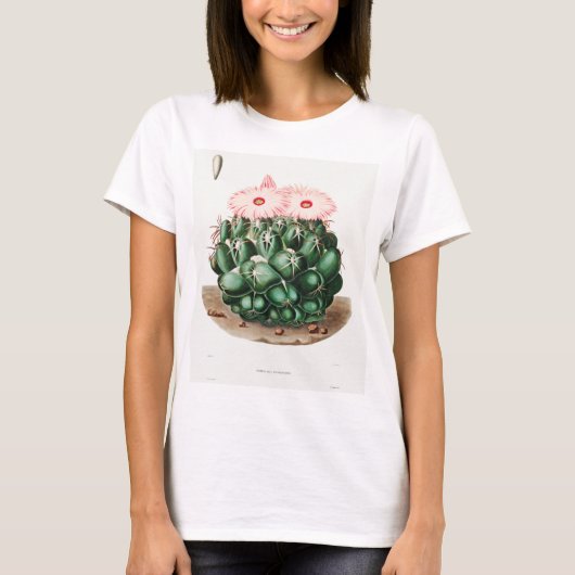 Elephant's Tooth Cactus Flower-illustratie T-shirt (Voorkant)