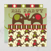 Elephants-uitvindingen van Retro Big Party Kaart (Voorkant / Achterkant)