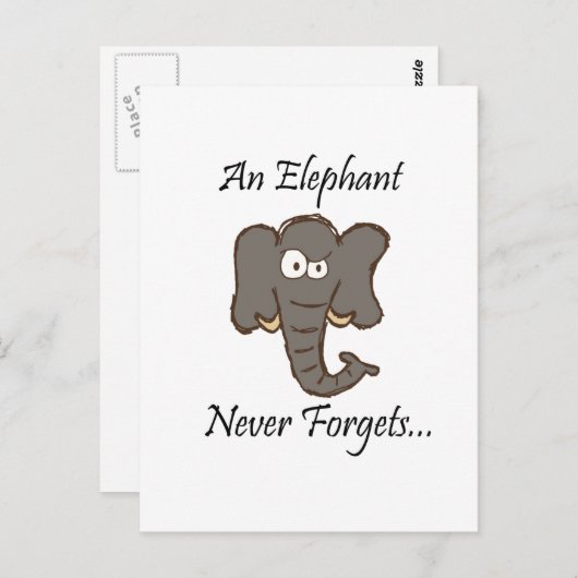 Elephants vergeten nooit briefkaart (Voorkant / Achterkant)